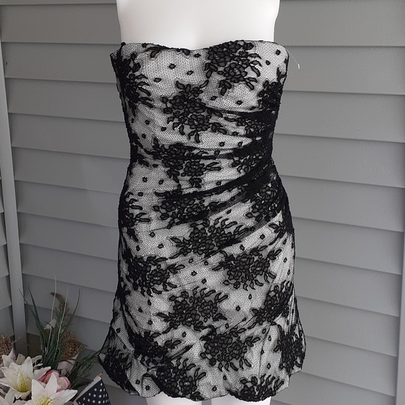Dolce u0026 Gabbana | Dresses | Dolce Gabbana Black White Lace Strapless Dress  | Poshmark